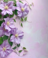 Tender pink and purple floral clematis flower pattern background for Mother's day or women's day