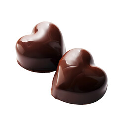 two heart shaped chocolates isolated on transparent background