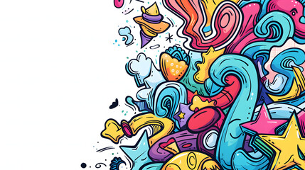 Obraz premium Whimsical doodle designs fill a white backdrop, leaving room for text