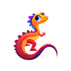 Darling Lizard Cartoon Its Colorful Scales, Cartoon Illustration
