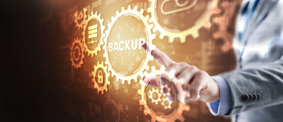 Backup Storage Data Technology Business concept. Software hardware infrastructure