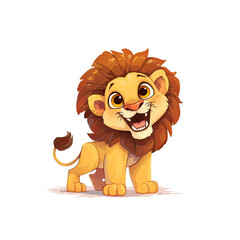 Obraz premium Endearing Baby Lion Cartoon Its Mane, Cartoon Illustration