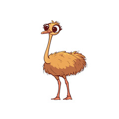 Endearing Ostrich Cartoon Its Long Neck, Cartoon Illustration