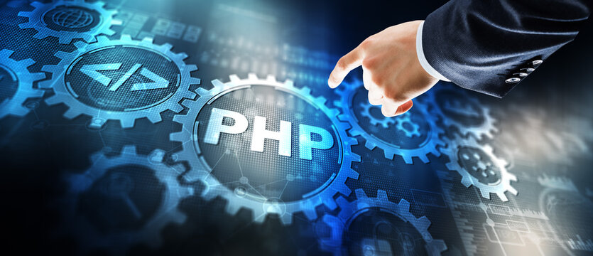PHP. Web development concept. A general purpose interpreted scripting language