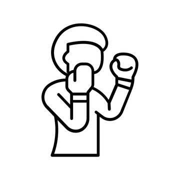 boxer in action, black outline clip art preview