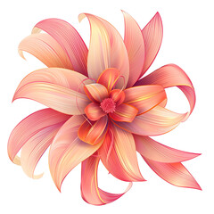 Elegant Pink orange Flowers with Silky Ribbons Illustration transparent background
