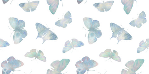 watercolor pattern of flying butterflies, for wallpaper, wrapping paper and packaging, seamless pattern, abstract background for design
