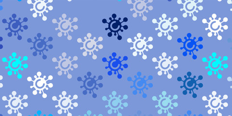 Light BLUE vector background with covid-19 symbols.