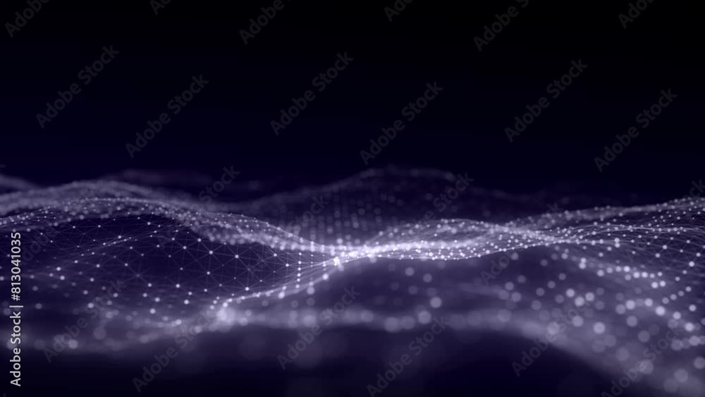 Poster futuristic moving wave. digital background with moving glowing particles and lines. big data visuali