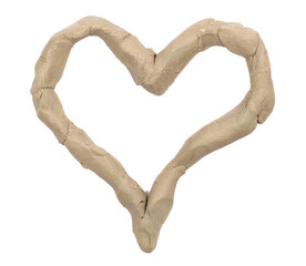 Modelling clay in shape symbol heart isolated on white background