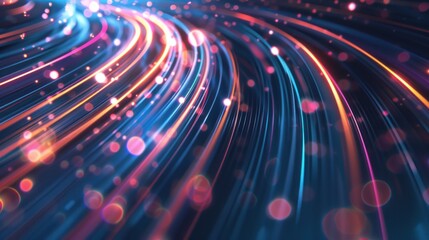 Obraz premium futuristic background. Fiber optic light lines, speed lines, data transmission, high-speed internet