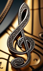 treble clef with patterns on music background
