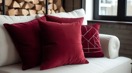 Set of maroon blank cushion pillow covers