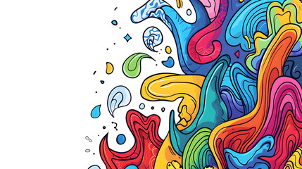 Joyful doodle compositions on white, offering ample copy space