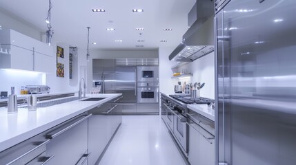 Kitchen with stainless steel appliances, clean lines, and a clutter free countertop