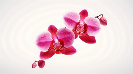 A radiant red orchid popping against a solid white backdrop