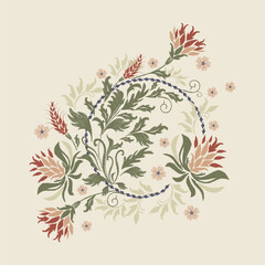 Vintage Floral pattern seamless embroidery texture white background. Ikat  flower ditsy motif traditional. Aztec style abstract vector design for print template.