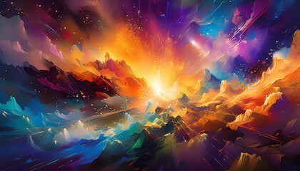 Fototapeta premium Colorful acrylic explosion. Beautiful multicolored art. Abstract painted backdrop.