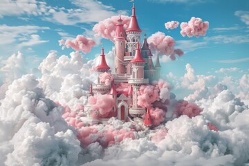a castle surrounded by clouds