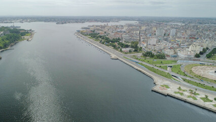 Havana, Cuba aerial views of bay entrance and Port Avenue