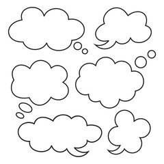 Set Of Speech Bubbles Cloud Doodle Black White