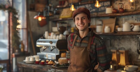 A Smiling Barista Greeting Customers
