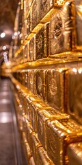 Fototapeta premium gold bars stacked in a vault