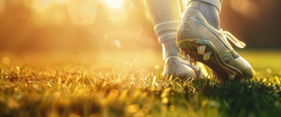 Soccer Field Background With A Close-Up Of A Soccer Shin Guard