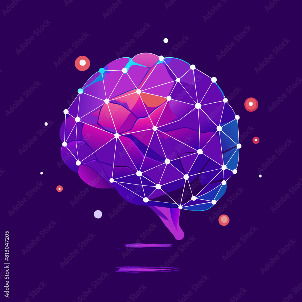 Poster brain machine idea, ideas, machine brain, sytem it, super computer thinking, digital brain network. 