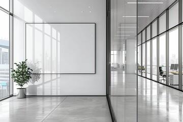 Fototapeta premium Empty Wall Mockup in Modern Office Interior created with Generative AI