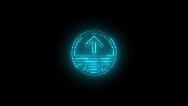  Neon glowing cyan color streetside split expand arrow icon on black background animation