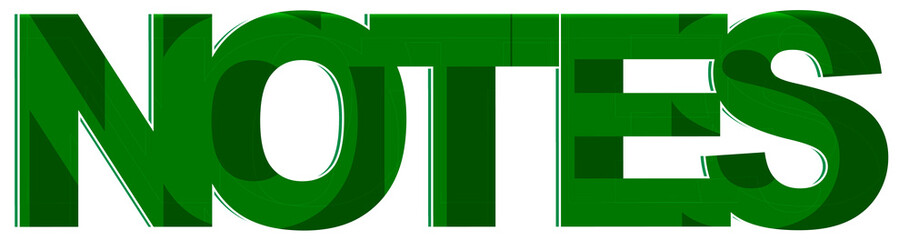 Notes, creative text design, isolated on white background