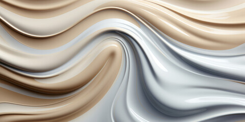 swirling abstract pattern of brown, beige, and white colors of foundation cosmetic cream with smooth lines