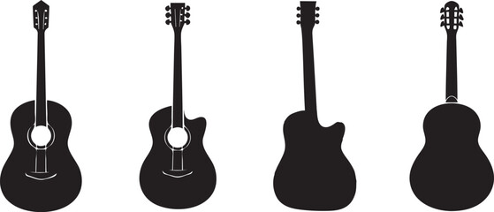 Naklejka premium Collection set of the silhouette of Guitar on transparent background. Vector illustration 