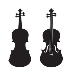 Collection set silhouette of a violin on transparent background © Pixzot