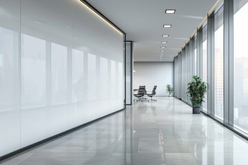 Empty Wall Mockup in Modern Office Interior created with Generative AI