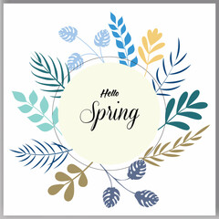 Blooming spring frame and colorful flowers banners design vector