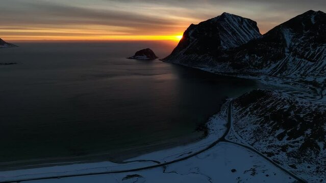 The last sunset over Haukland beach