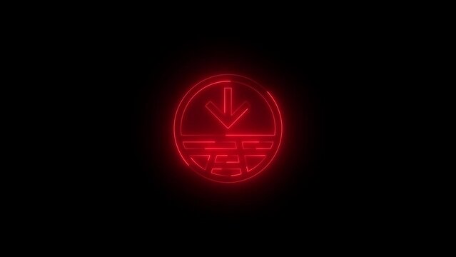 Neon glowing red color streetside split minimize arrow icon on black background animation