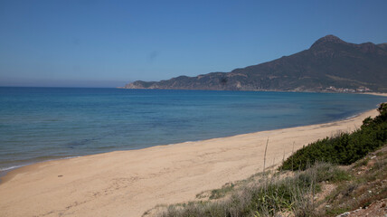 view of the sea from the beach, Sardinia , Italy