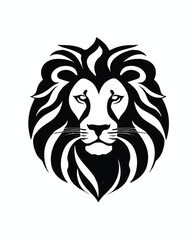 Iconic Lion Head Logo, Vector Illustration on Isolated Background, EPS. Lion silhouette. Lion black icon on white background. Lion logo. 