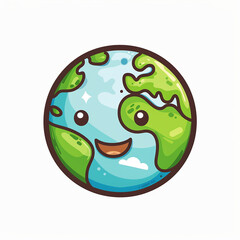 cute smiling earth cartoon image - happy earth illustration