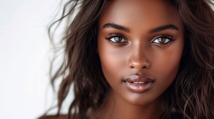 Obraz premium Close-Up Portrait of a Beautiful African American Woman with Stunning Eyes 