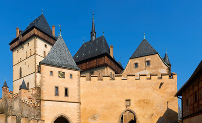 Karlstejn is a Gothic castle built by Emperor Charles IV in the 14th century, 28 km southwest of Prague in the Czech Republic.