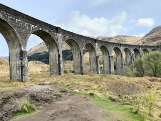 Fototapeta premium A view of the Glenfinnan Viaduct in Scotland