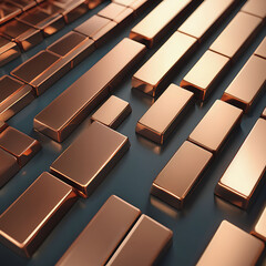 A copper ingot is placed on the table.