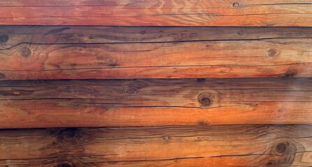 Obraz premium Texture of a wooden wall from logs as background