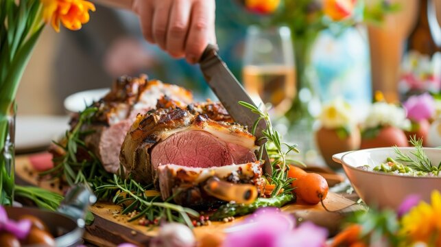 A delicious and tender leg of lamb, perfect for a special occasion.