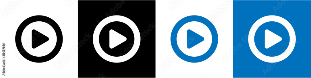 Aufkleber set of play button icons on transparent background.
