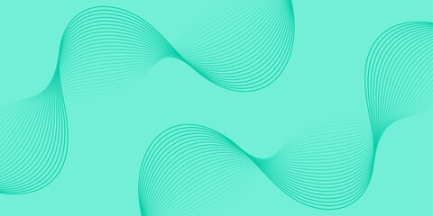 Abstract background with waves for banner. Medium banner size. Vector background with lines isolated. Element for design. Green gradient. Turquoise color. Summer, spring. Brochure, booklet